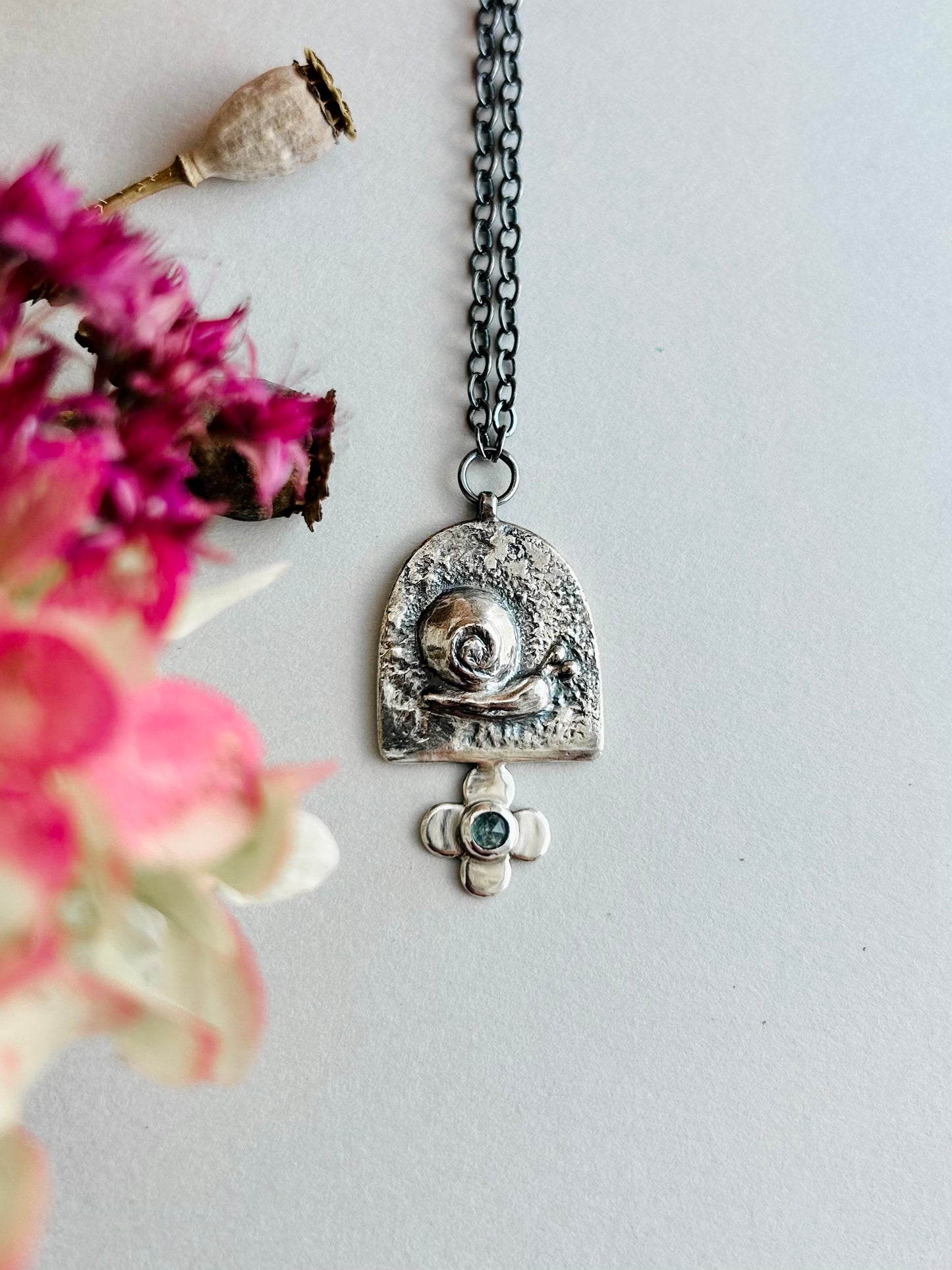 Embrace Your Inner Snail - Necklace with Blue Topaz