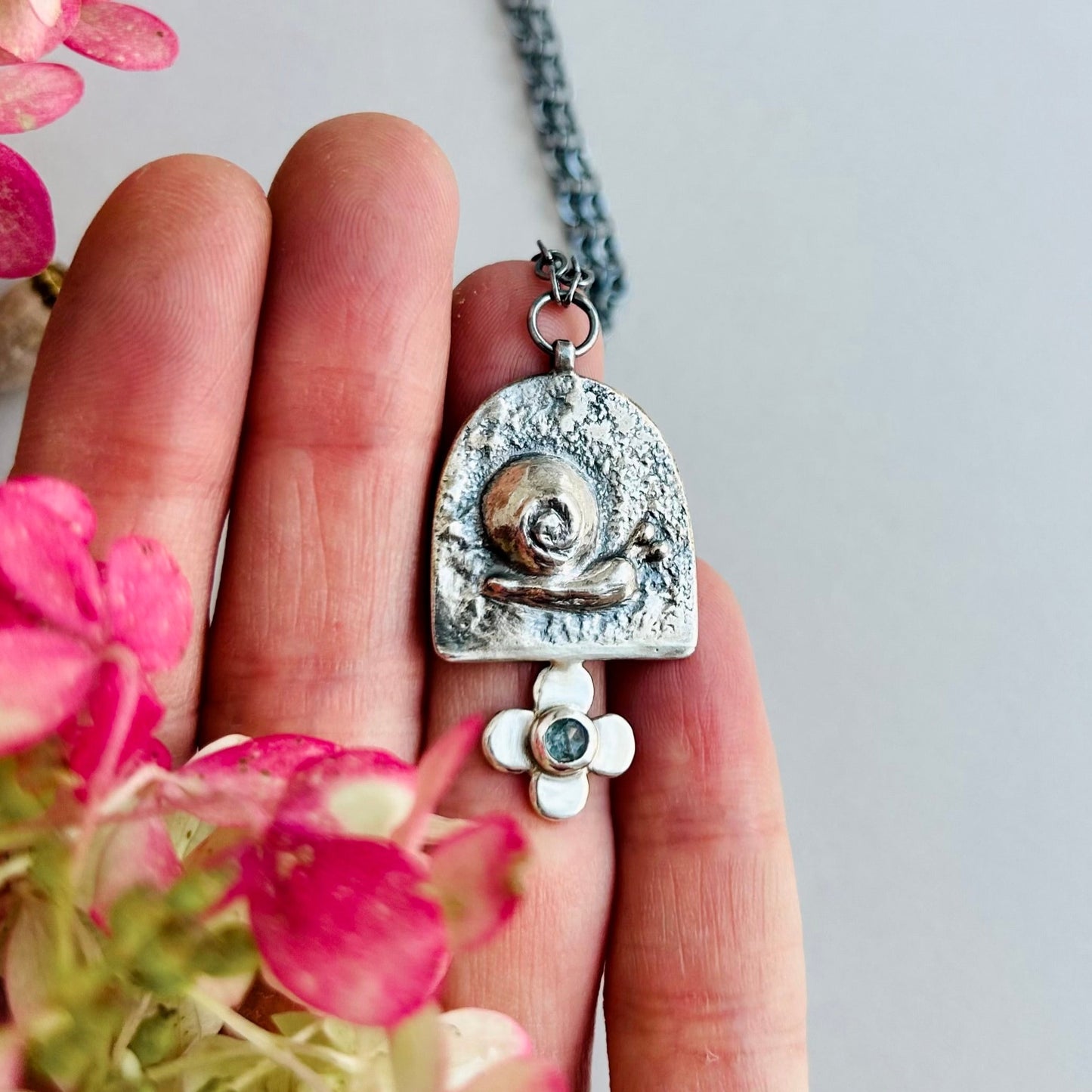 Embrace Your Inner Snail - Necklace with Blue Topaz