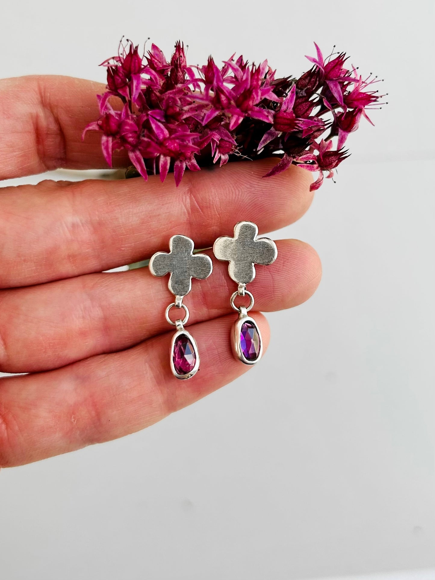 Be Present Earrings with Garnet