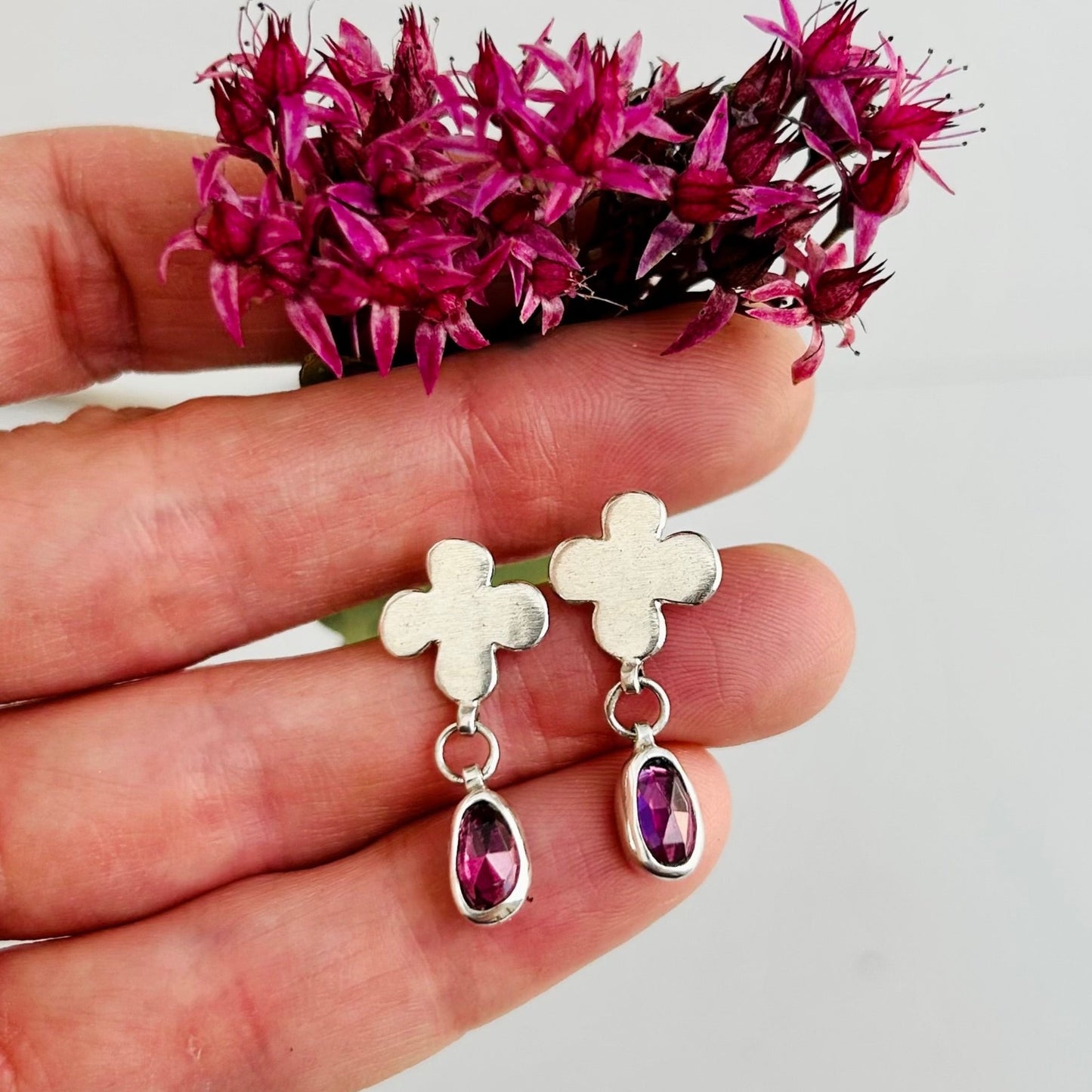 Be Present Earrings with Garnet