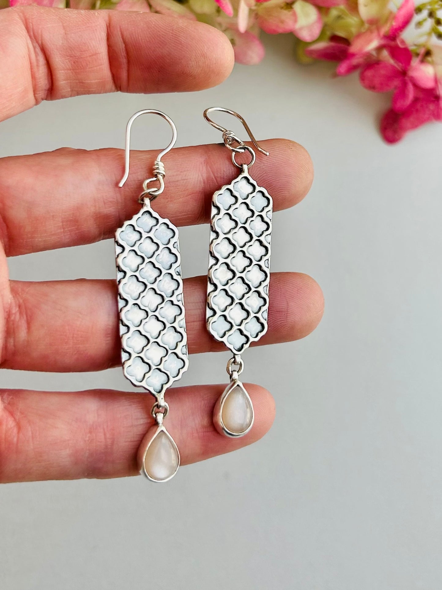 Patience Earrings with Peach Moonstone