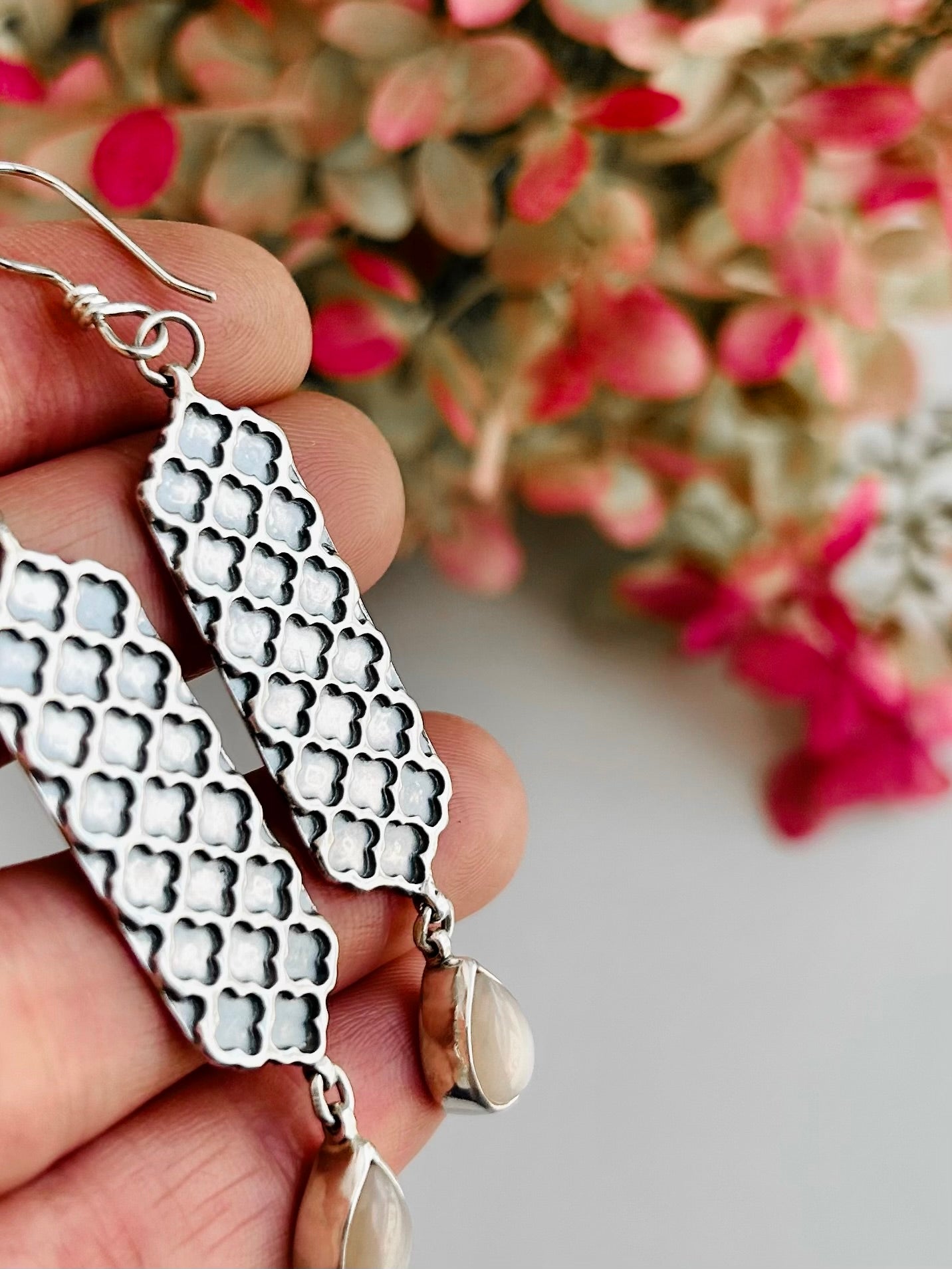 Patience Earrings with Peach Moonstone