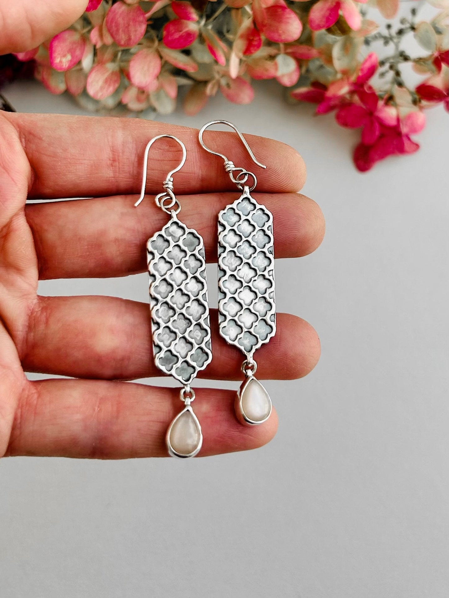 Patience Earrings with Peach Moonstone