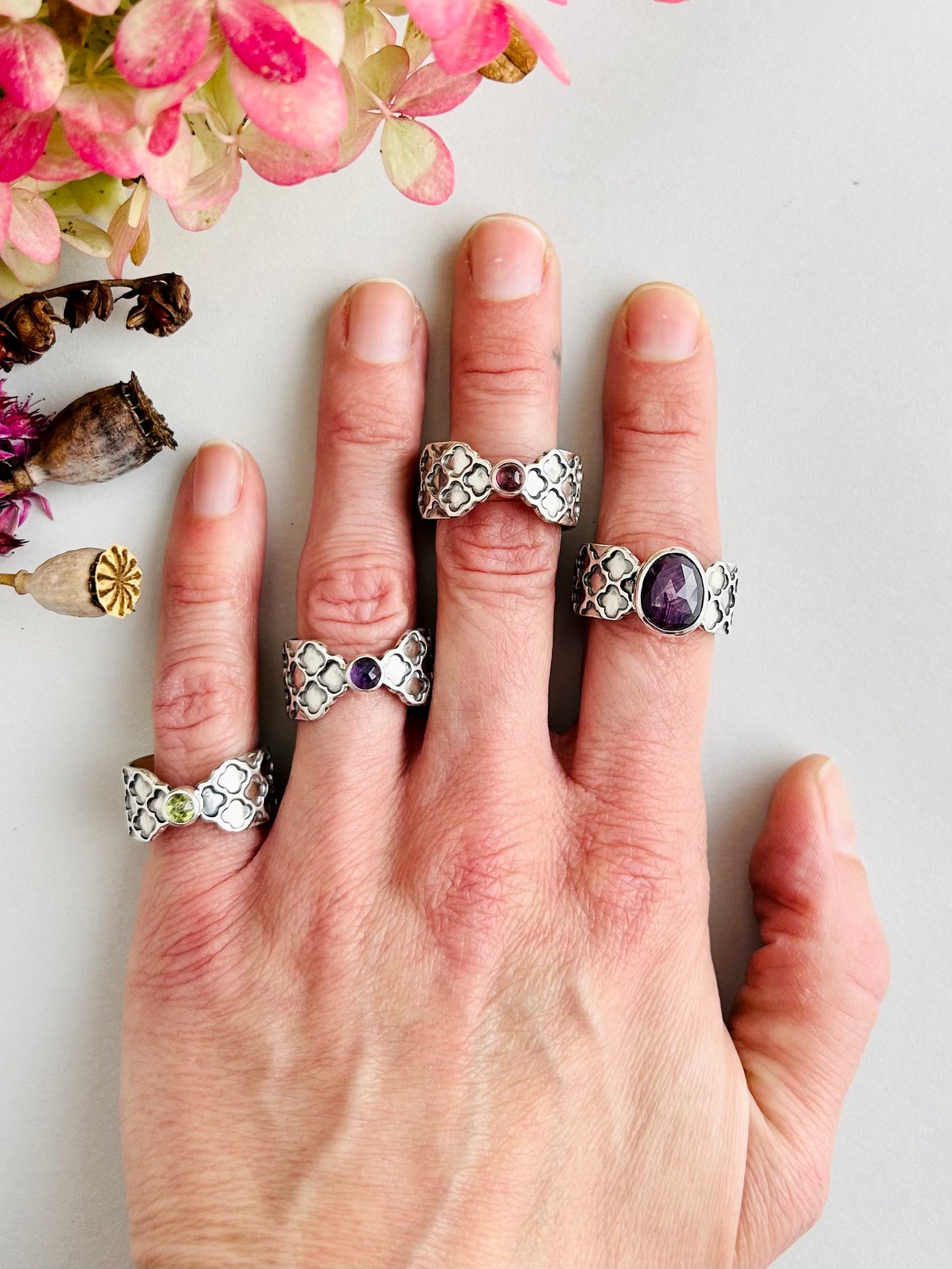 Patience Ring with Pink Tourmaline - Size 9.5