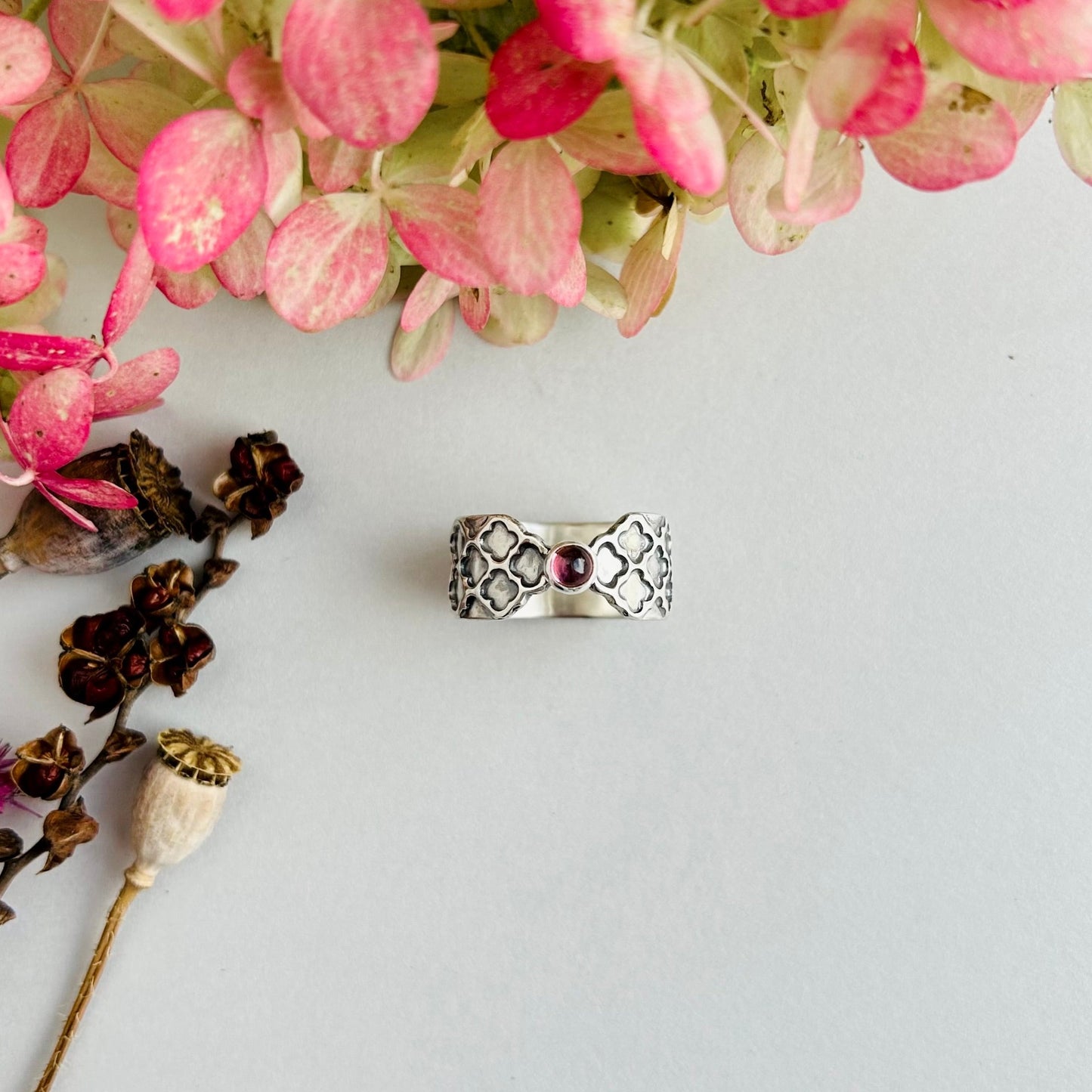 Patience Ring with Pink Tourmaline - Size 9.5