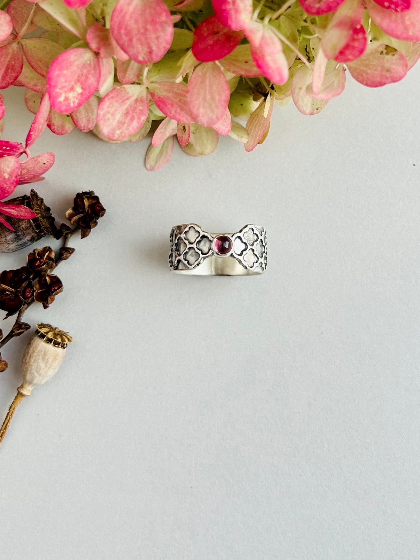Patience Ring with Pink Tourmaline - Size 9.5