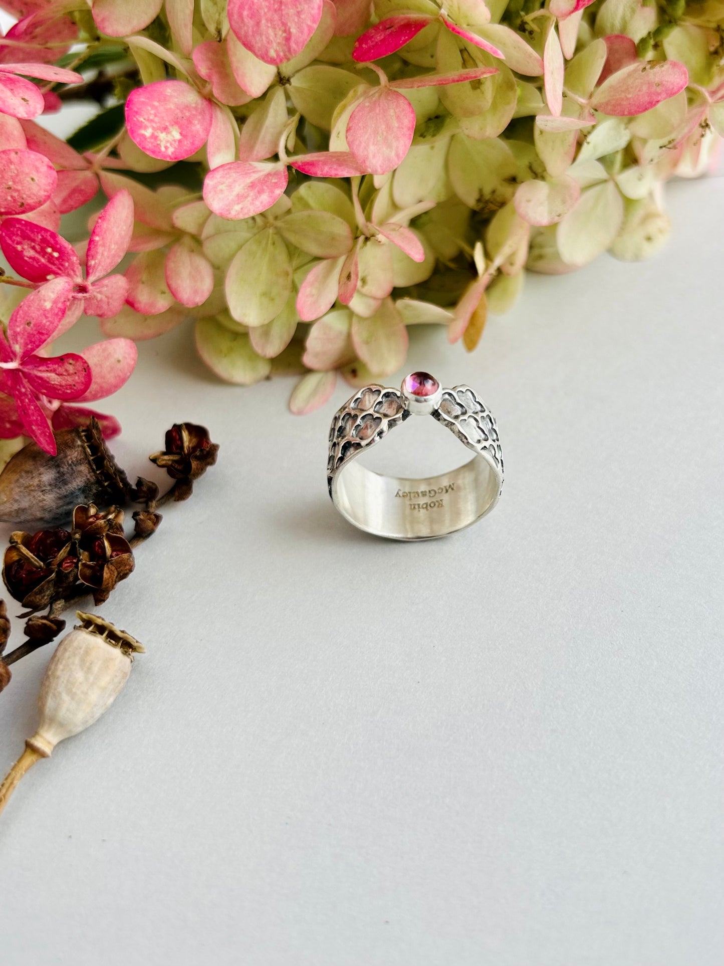 Patience Ring with Pink Tourmaline - Size 9.5