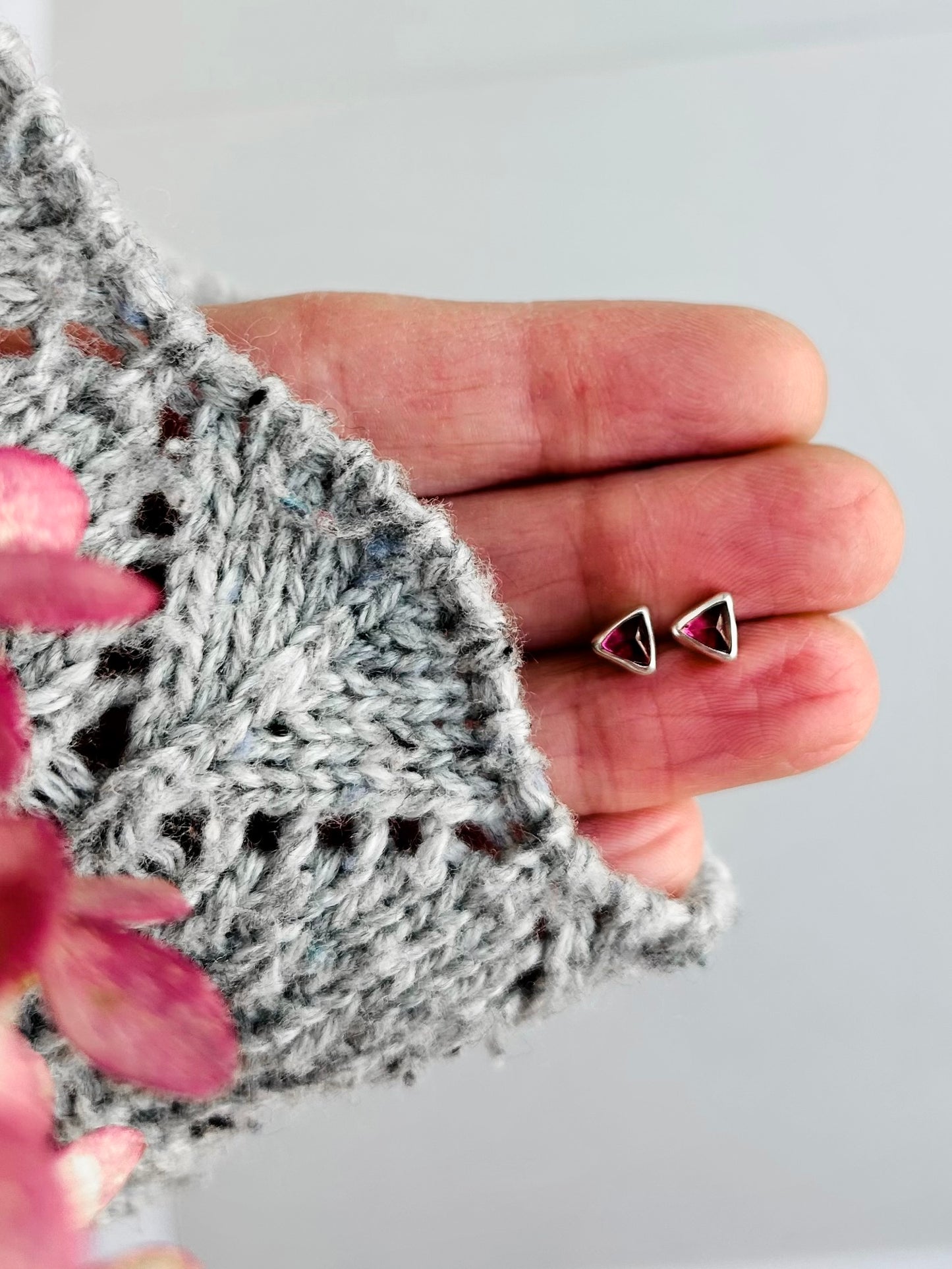 Pink Tourmaline Stud Earrings
