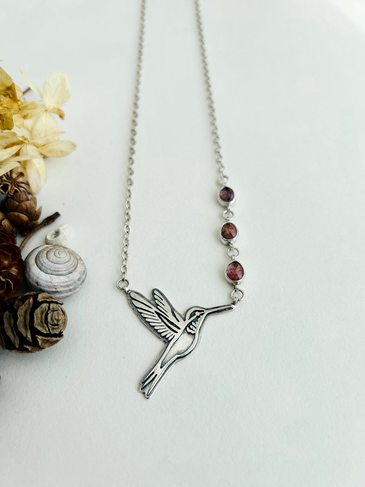 Hummingbird Necklace with Sapphires