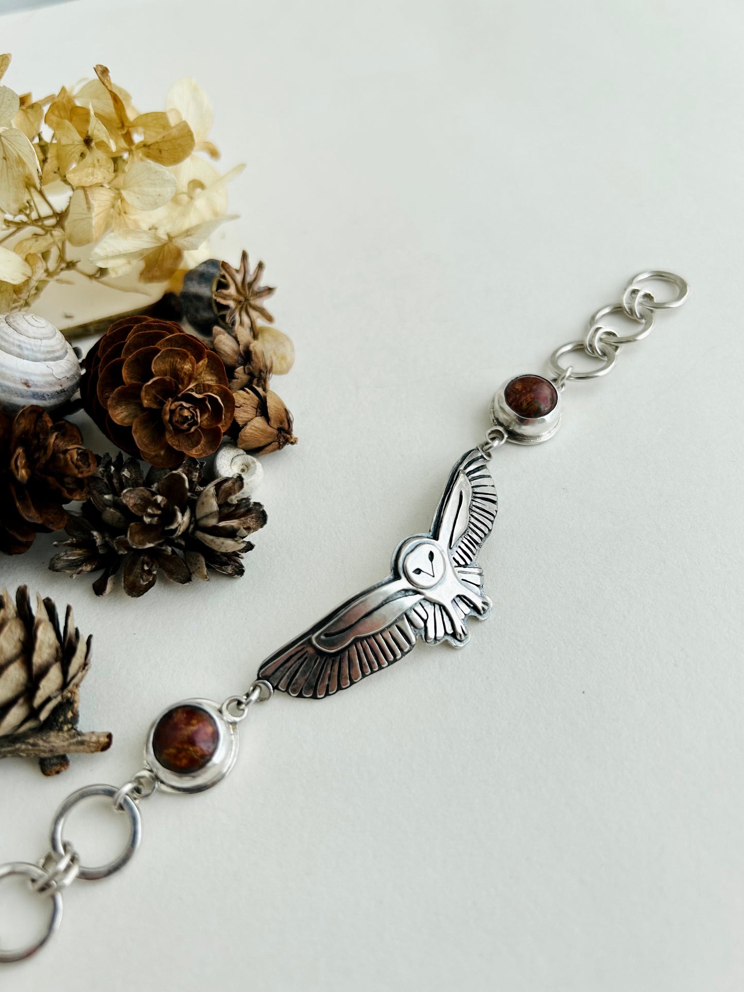 Owl Bracelet with Picasso Jasper