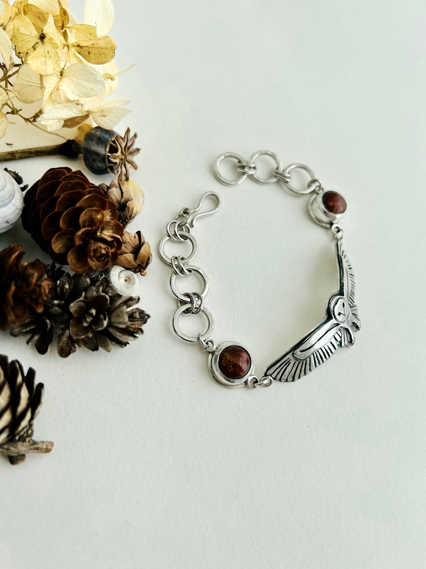 Owl Bracelet with Picasso Jasper