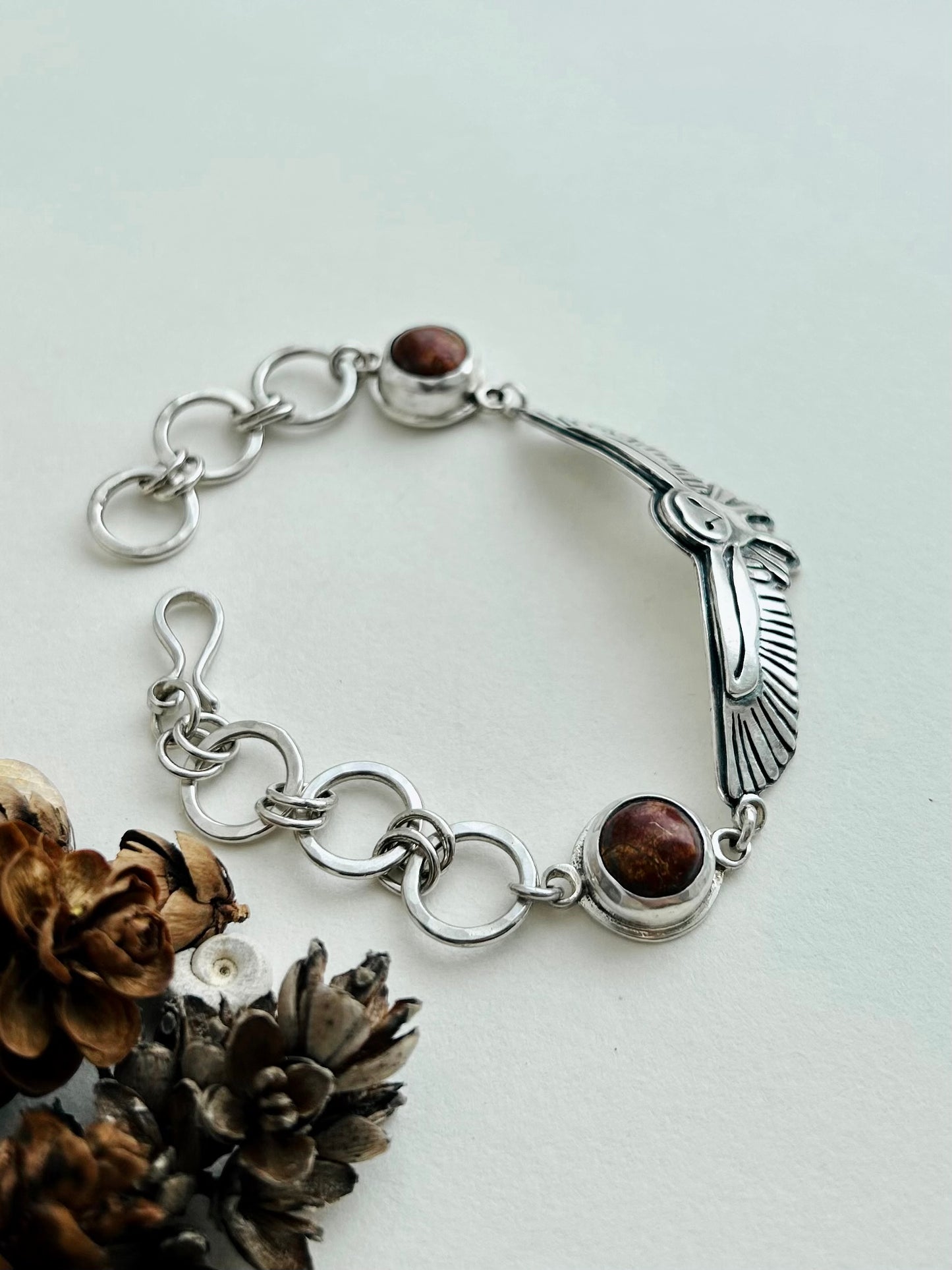 Owl Bracelet with Picasso Jasper