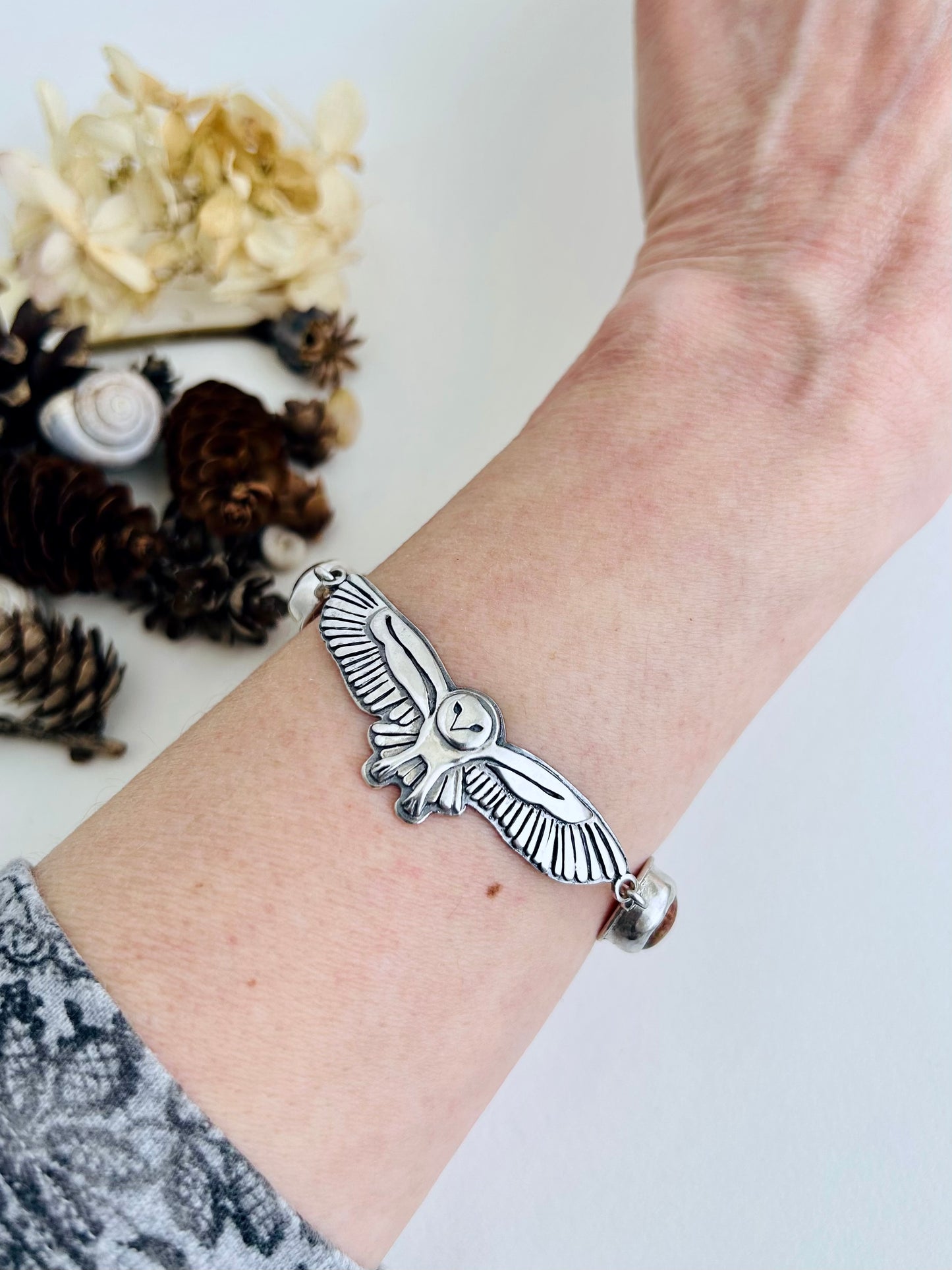 Owl Bracelet with Picasso Jasper