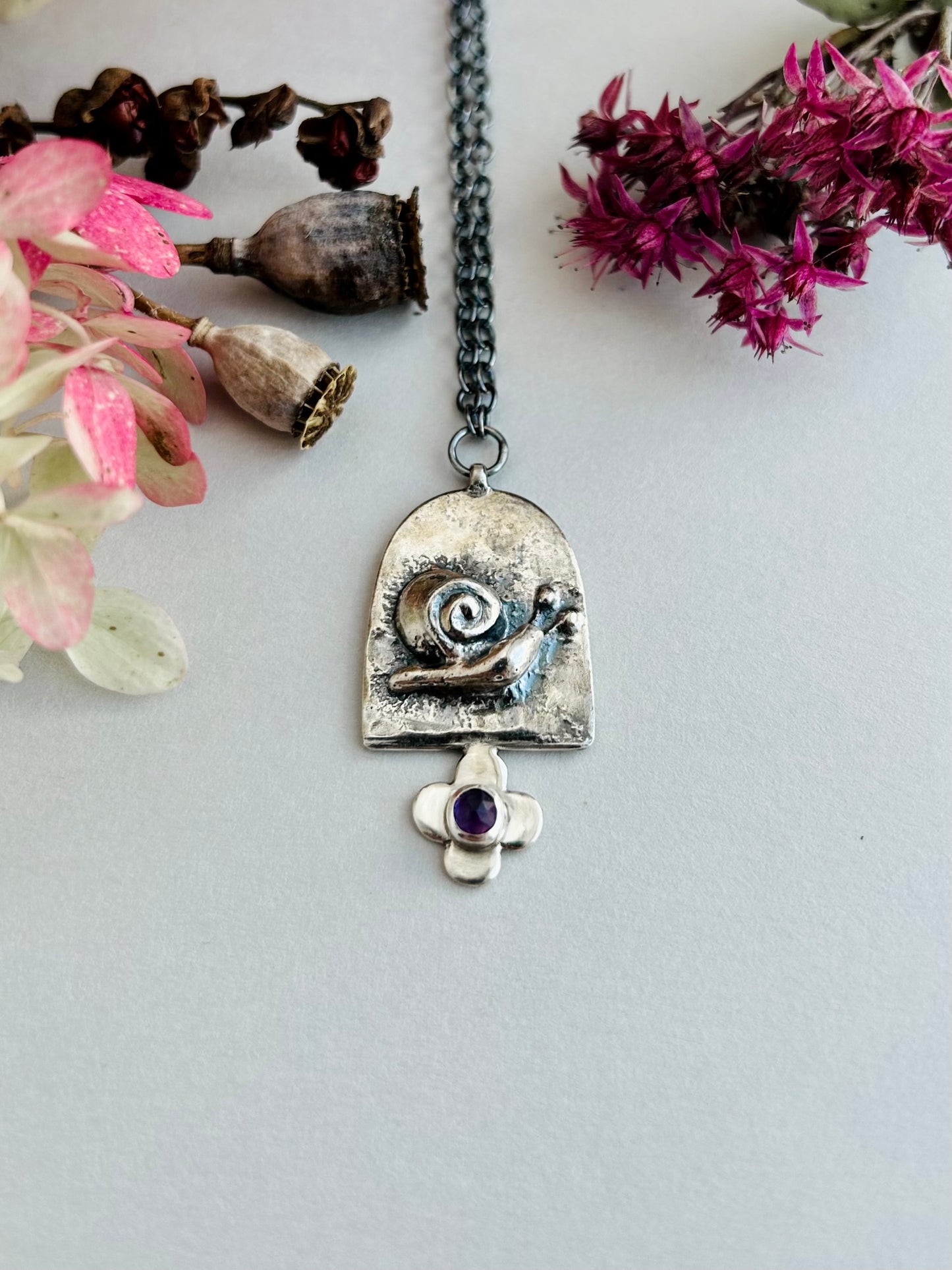 Embrace Your Inner Snail - Necklace with Amethyst