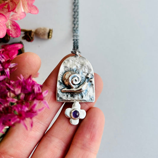 Embrace Your Inner Snail - Necklace with Amethyst