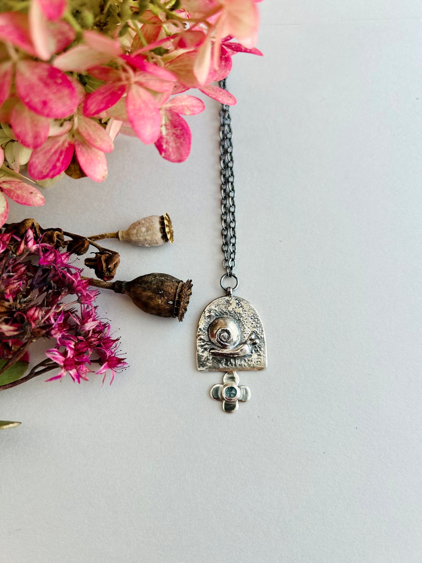 Embrace Your Inner Snail - Necklace with Blue Topaz