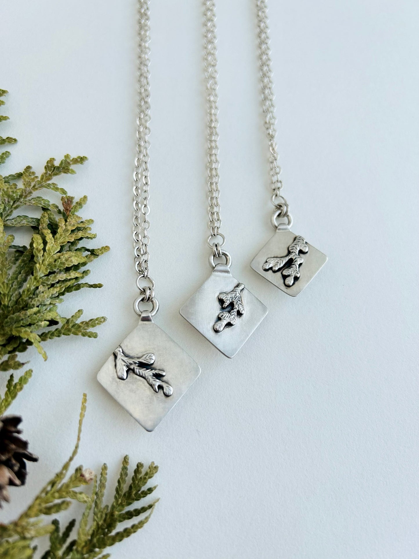 Evergreen in Winter Necklace - 19 inch chain