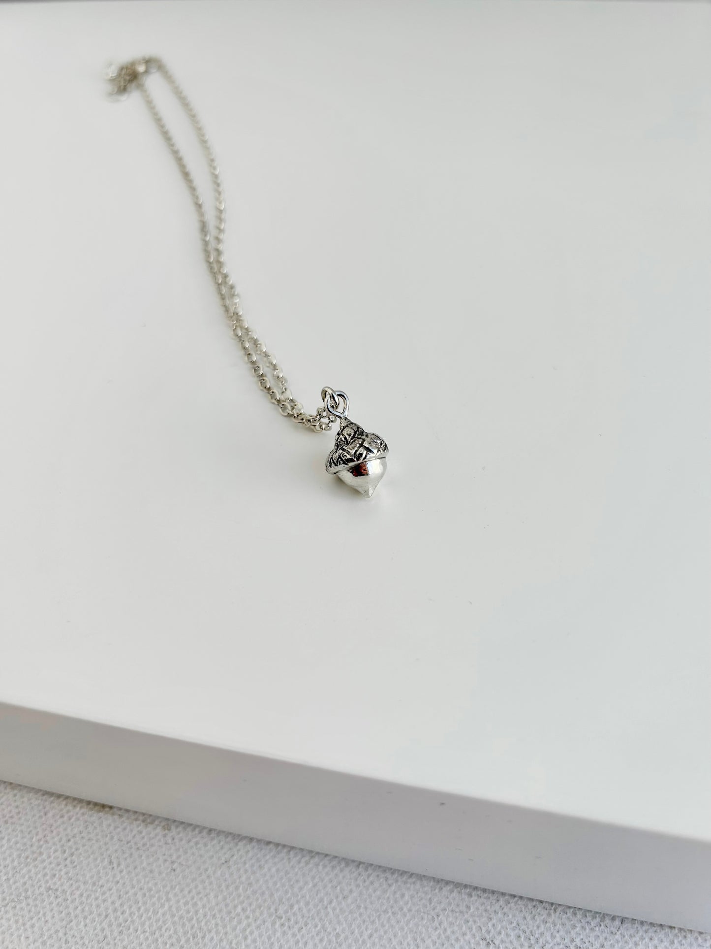 Tiny Acorn Necklace - 18 inch chain
