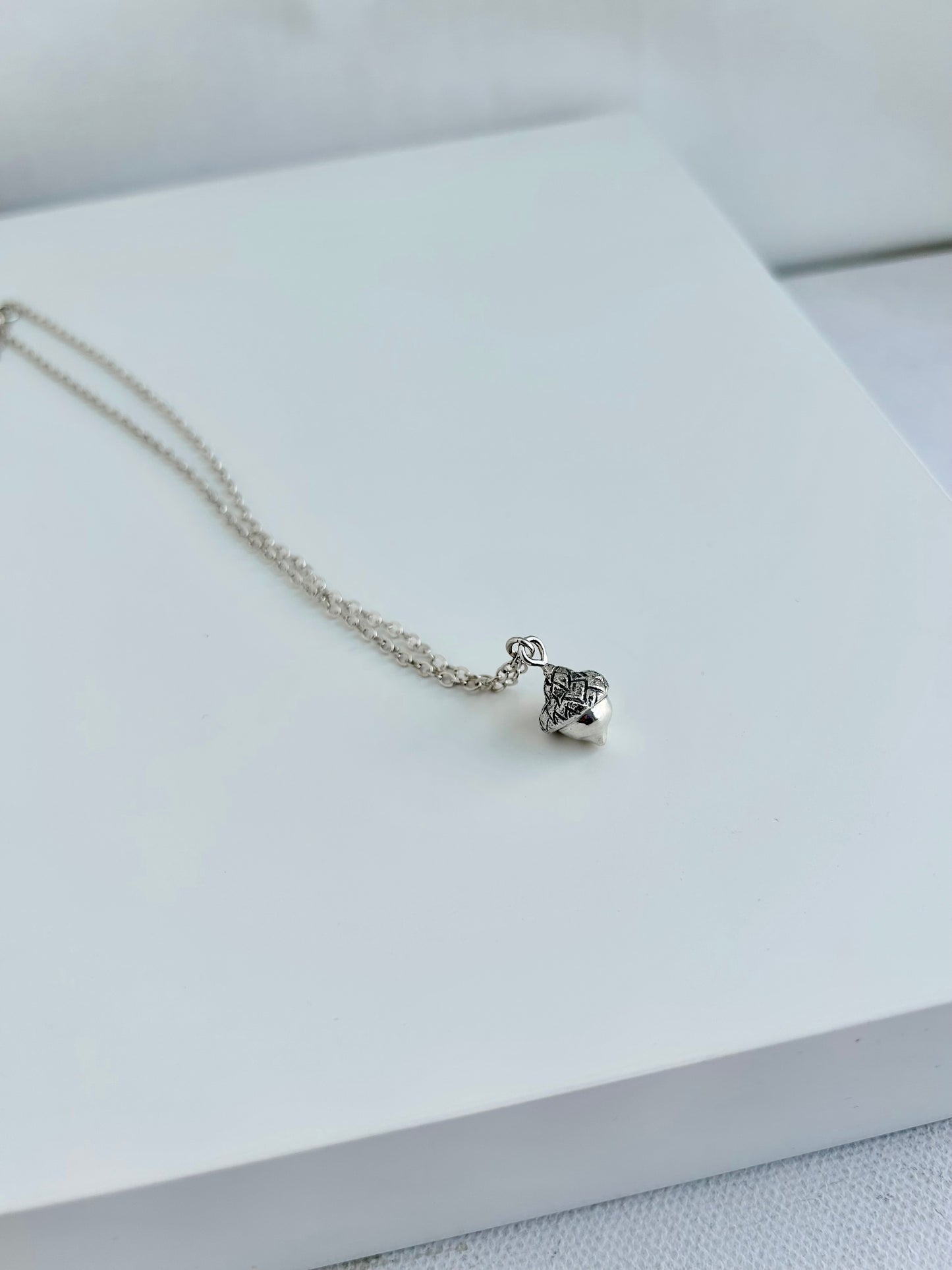 Tiny Acorn Necklace - 18 inch chain