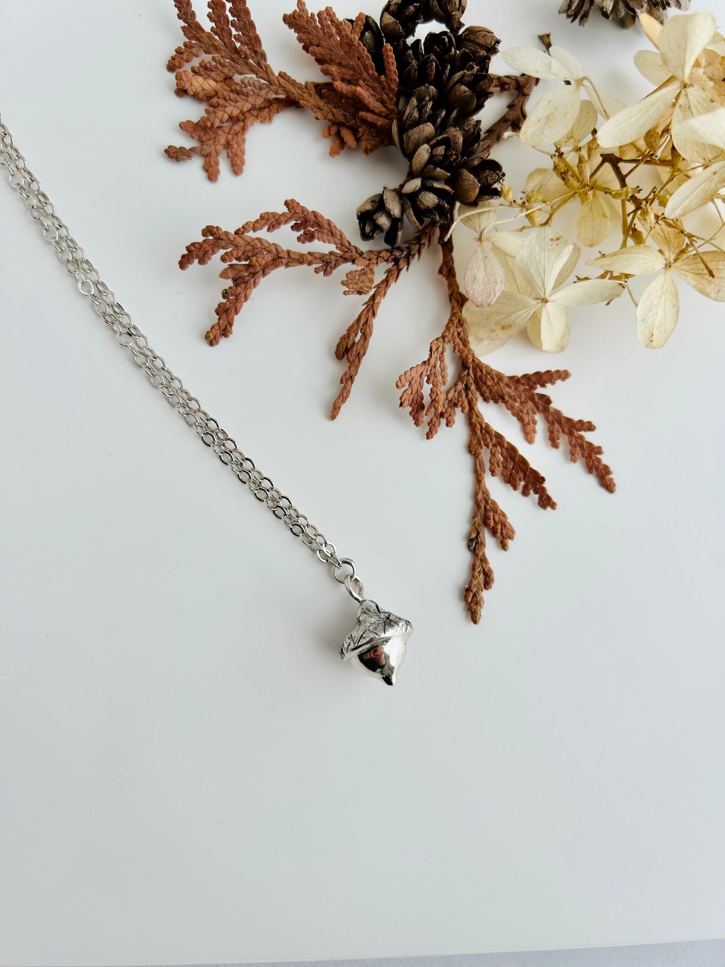 Tiny Acorn Necklace - 19 inch chain