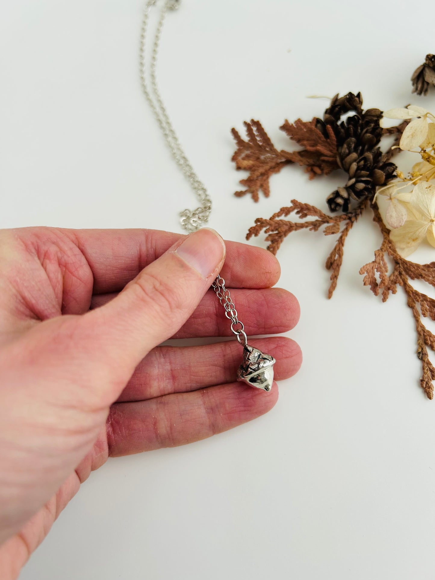 Tiny Acorn Necklace - 19 inch chain