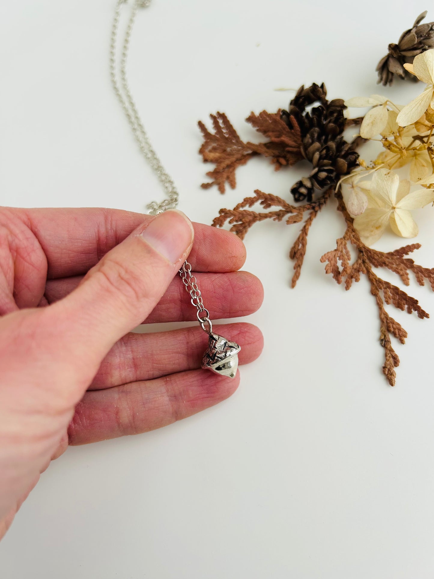 Tiny Acorn Necklace - 19 inch chain