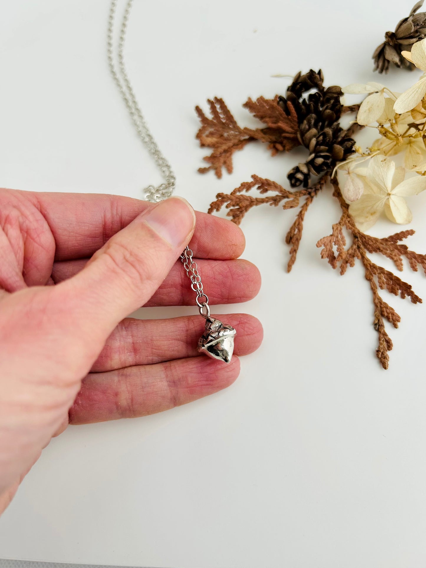 Tiny Acorn Necklace - 19 inch chain