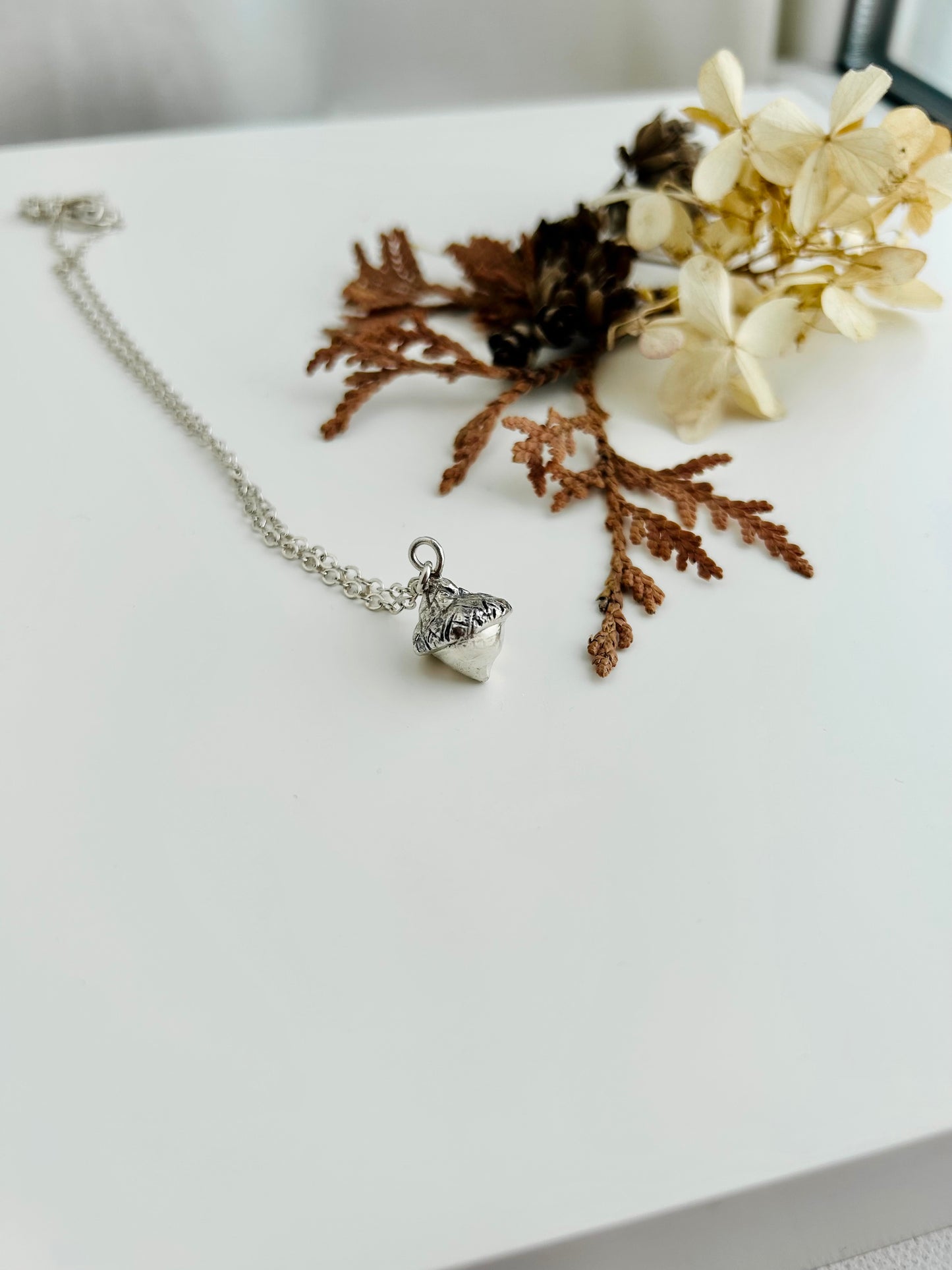 Tiny Acorn Necklace - 19 inch chain