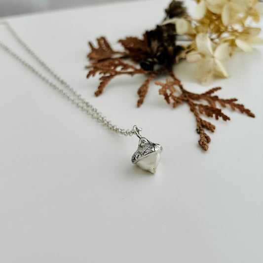 Tiny Acorn Necklace - 19 inch chain